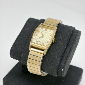 Vintage Hamilton Tank Watch 10K Gold Filled Small Seconds Art Deco Speidel Band